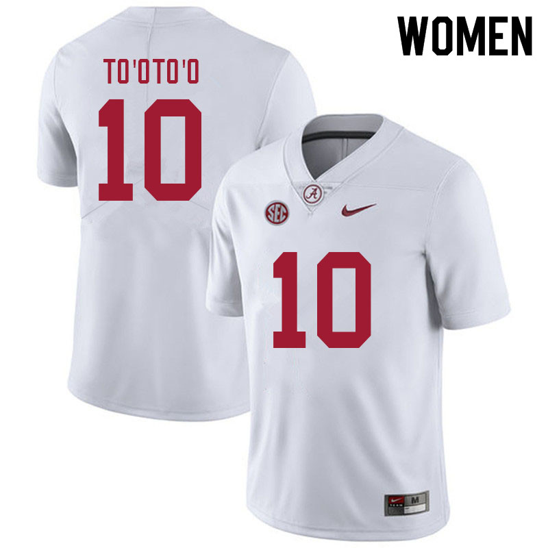 Women #10 Henry To'oTo'o Alabama Crimson Tide College Football Jerseys Sale-White